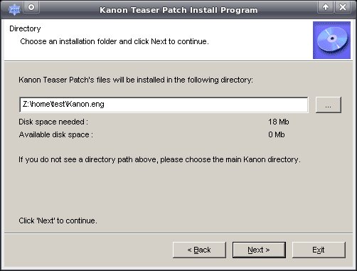 The Kanon English Patch installation wizard